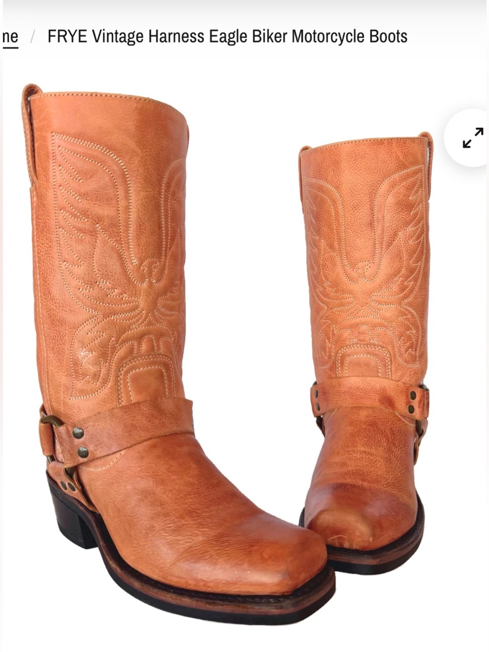 Frye Vintage Coral Embroidered Eagle Phoenix Rising Harness Riding Boots moto 10